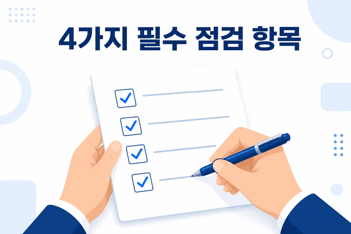 4가지 필수 점검 항목 체크리스트로 콘텐츠 적합성을 점검하는 모습